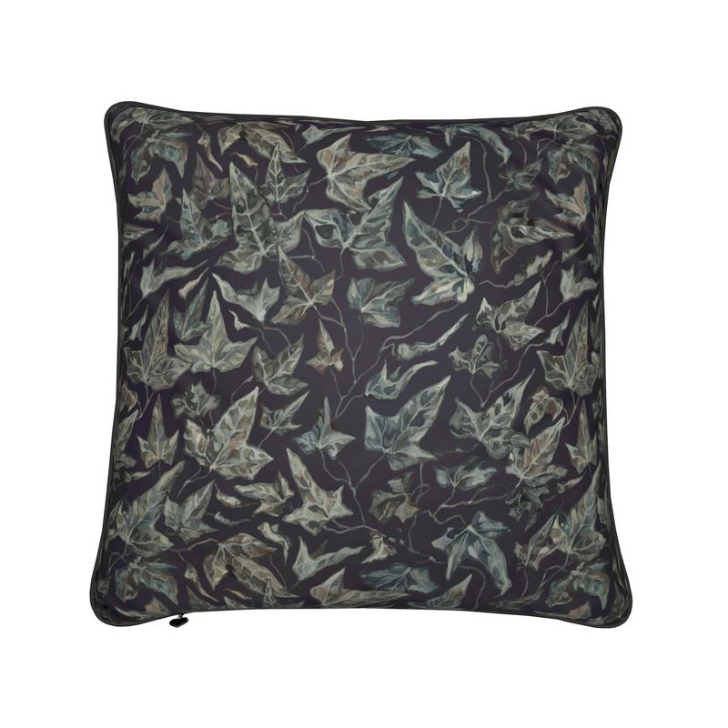 Decorative pillow with leaf pattern on a white background