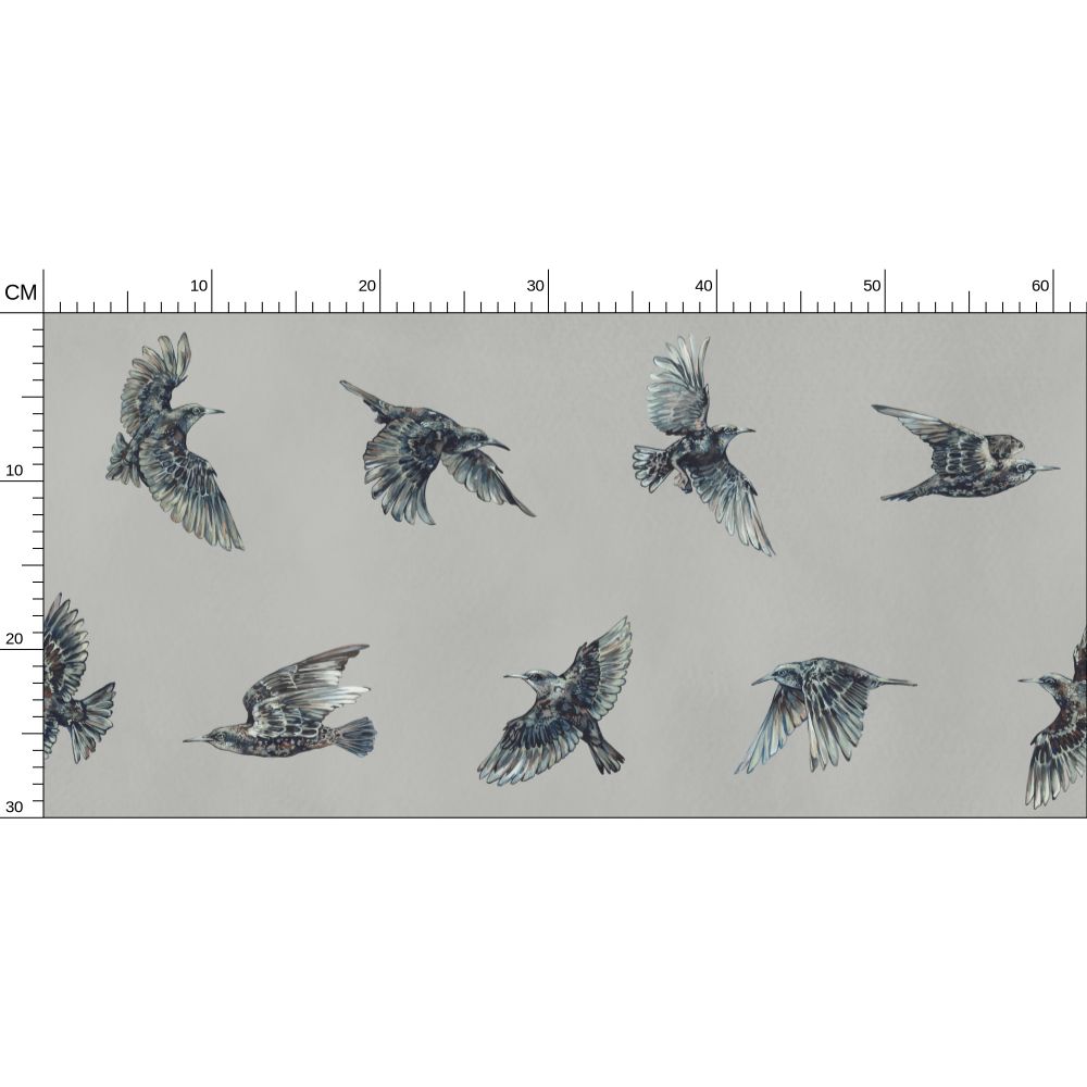 Starling Murmuration Wallpaper, Warm Grey Migratory Birds Wall Mural