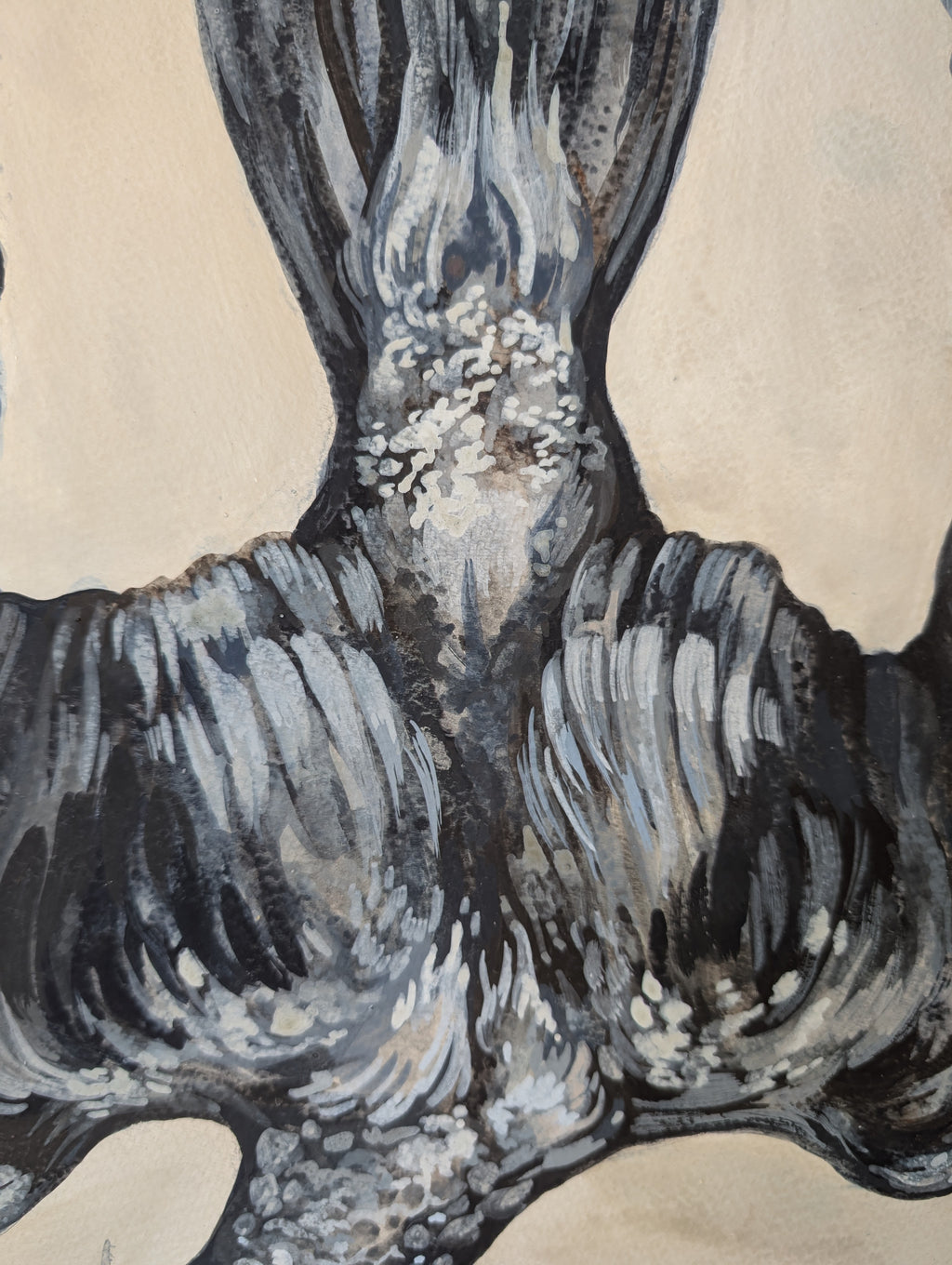 Original Painting Swan Song I, Flying Black Swan, Romantic Gothic Wall Art, A2 Illustration