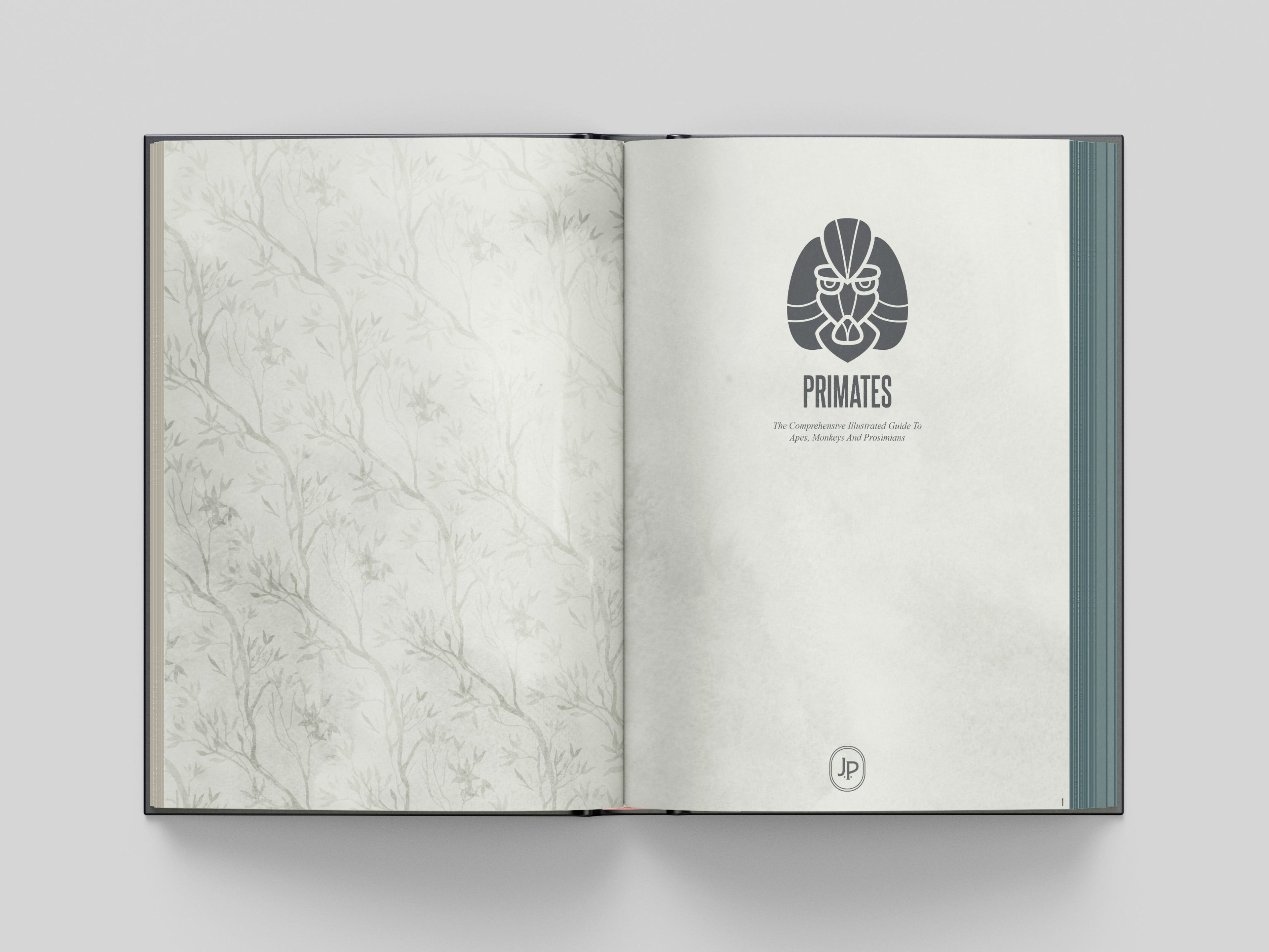 Open book with marble texture on a light gray background